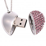 USB-Флешка Сердце с розовыми стразами 16 GB