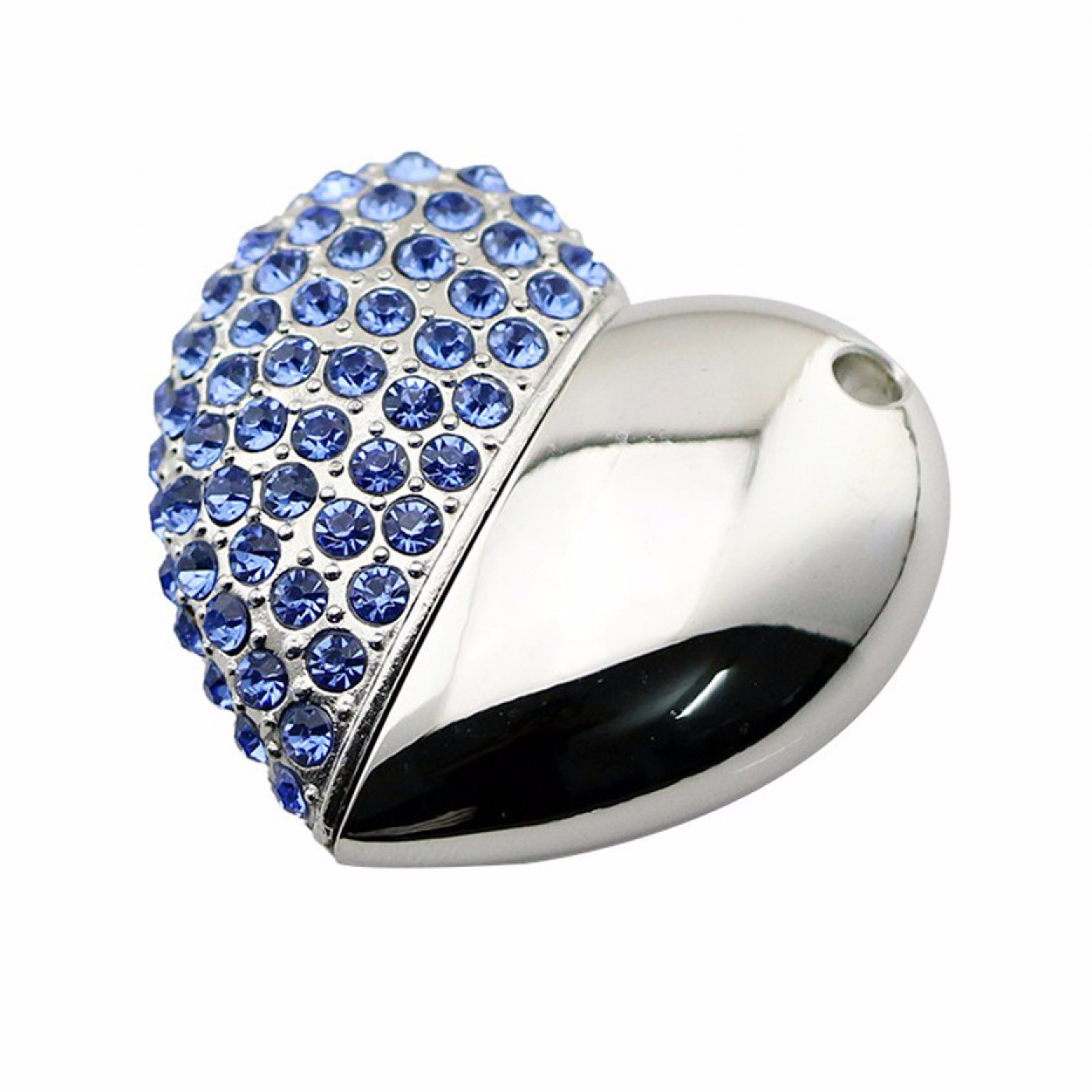 USB-Флешка Сердце с голубыми стразами 16 GB