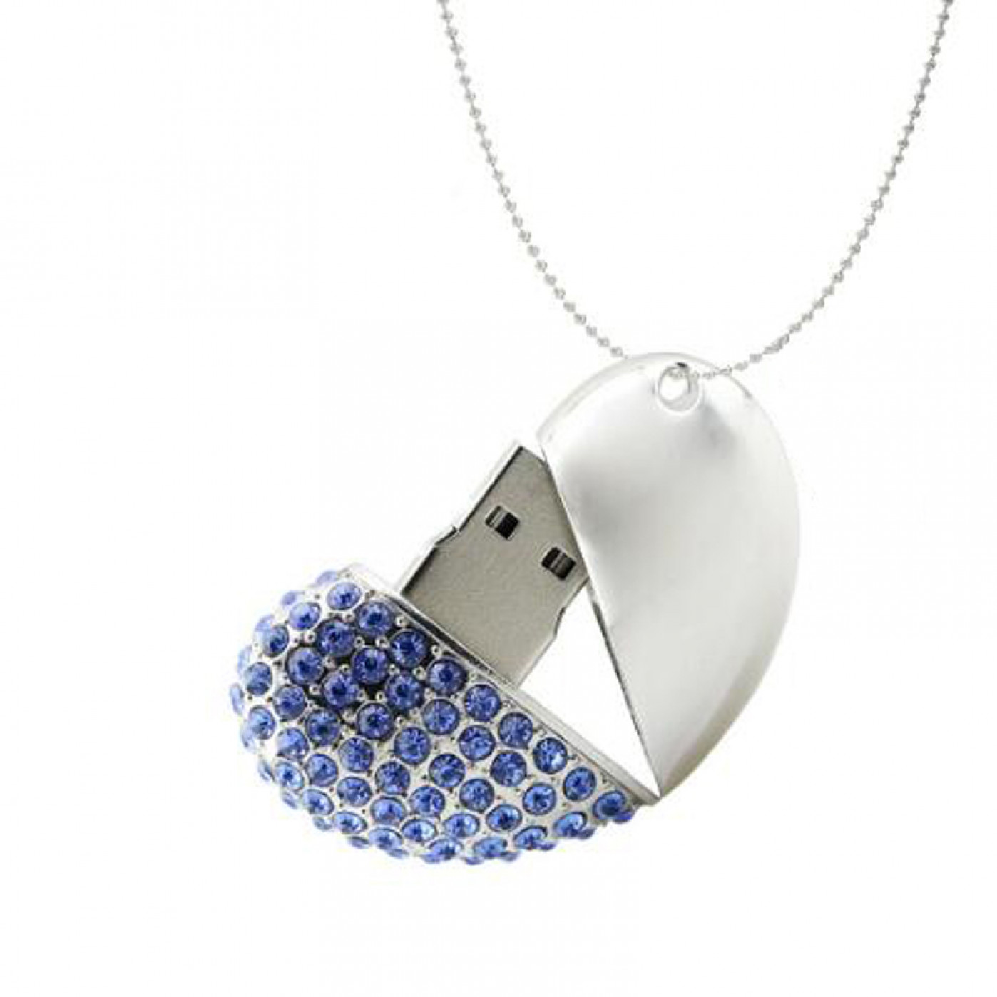 USB-Флешка Сердце с голубыми стразами 16 GB