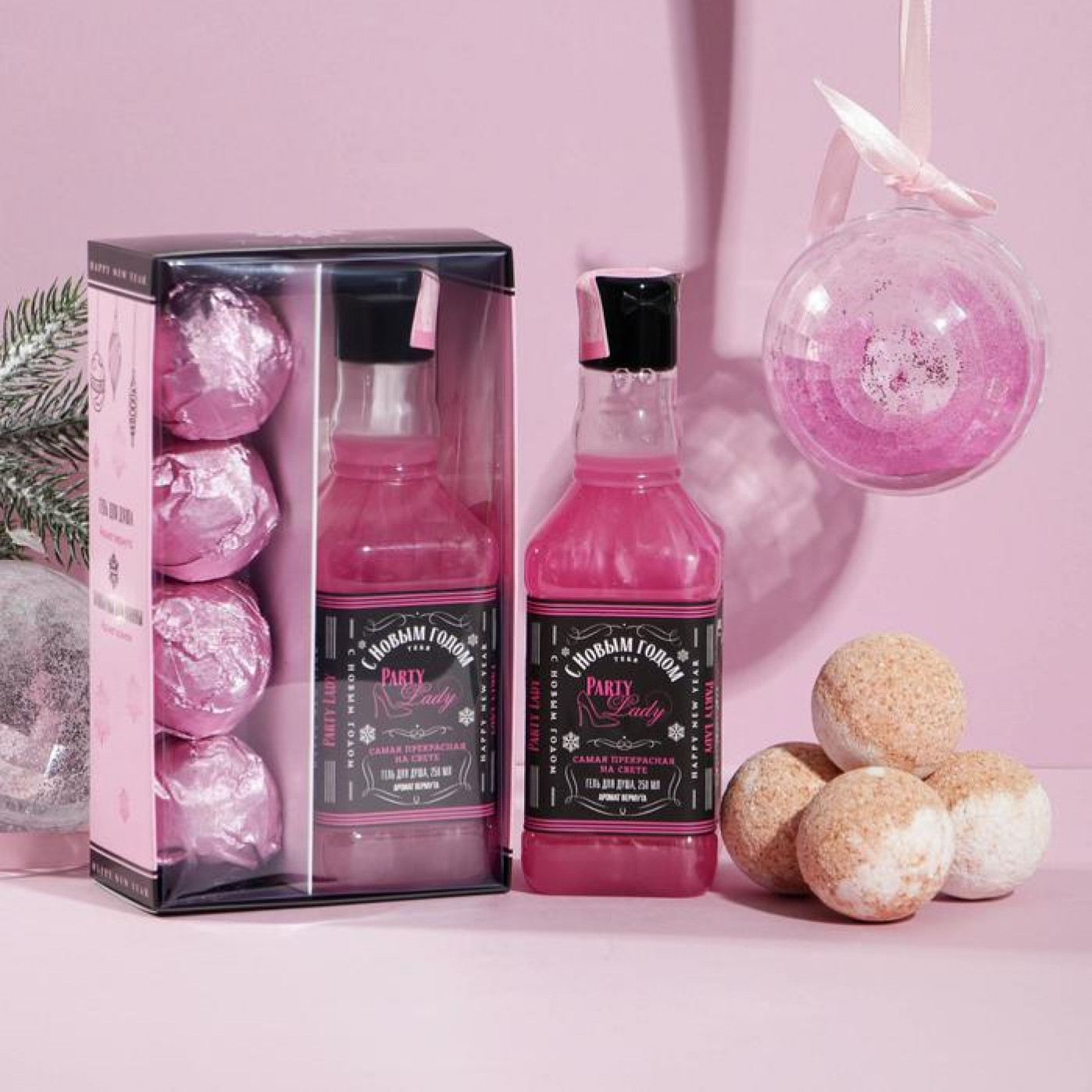 Подарочный набор с ароматом ванили Party Lady бомбочки для ванн и гель для душа