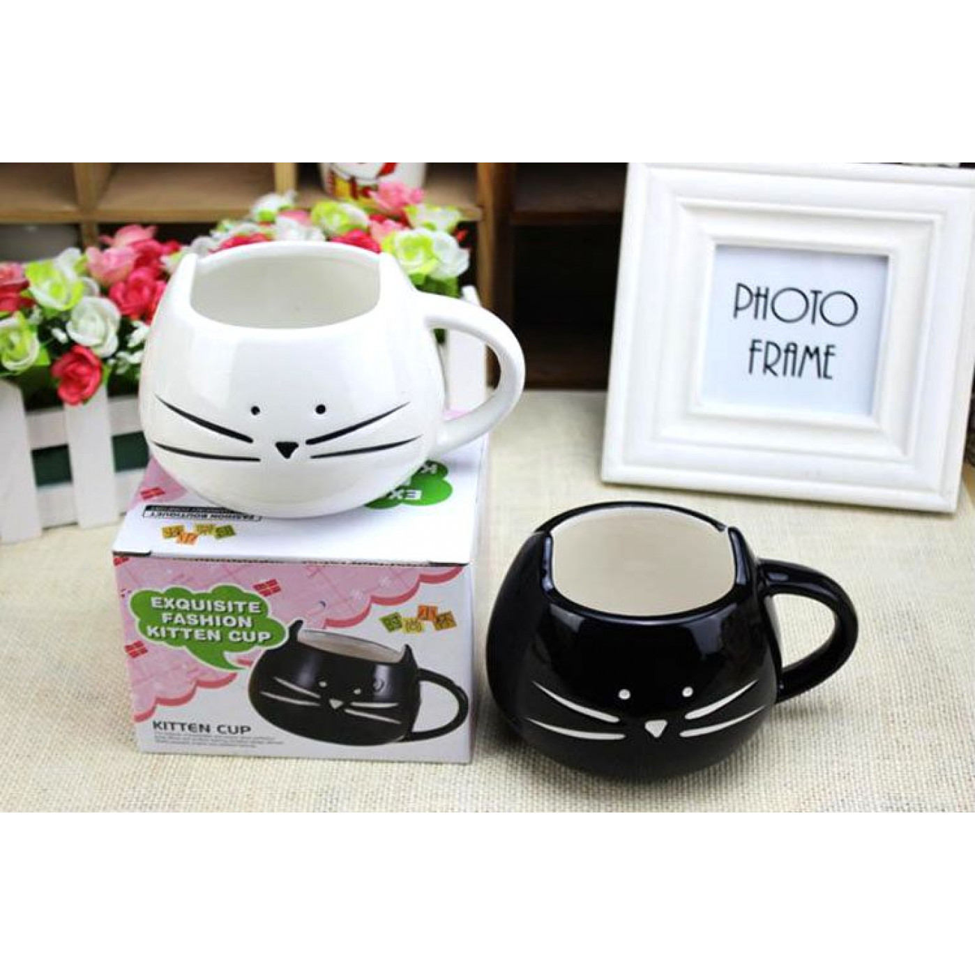 Кружка белый котик