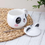 Керамическая кружка Милая Панда с ложкой и крышкой