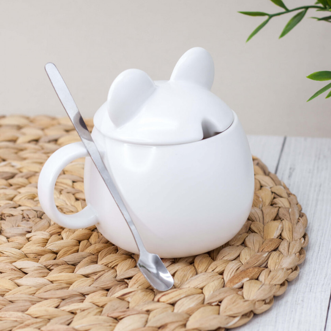 Керамическая кружка Милая Панда с ложкой и крышкой