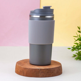 Стильная термокружка Relief серая