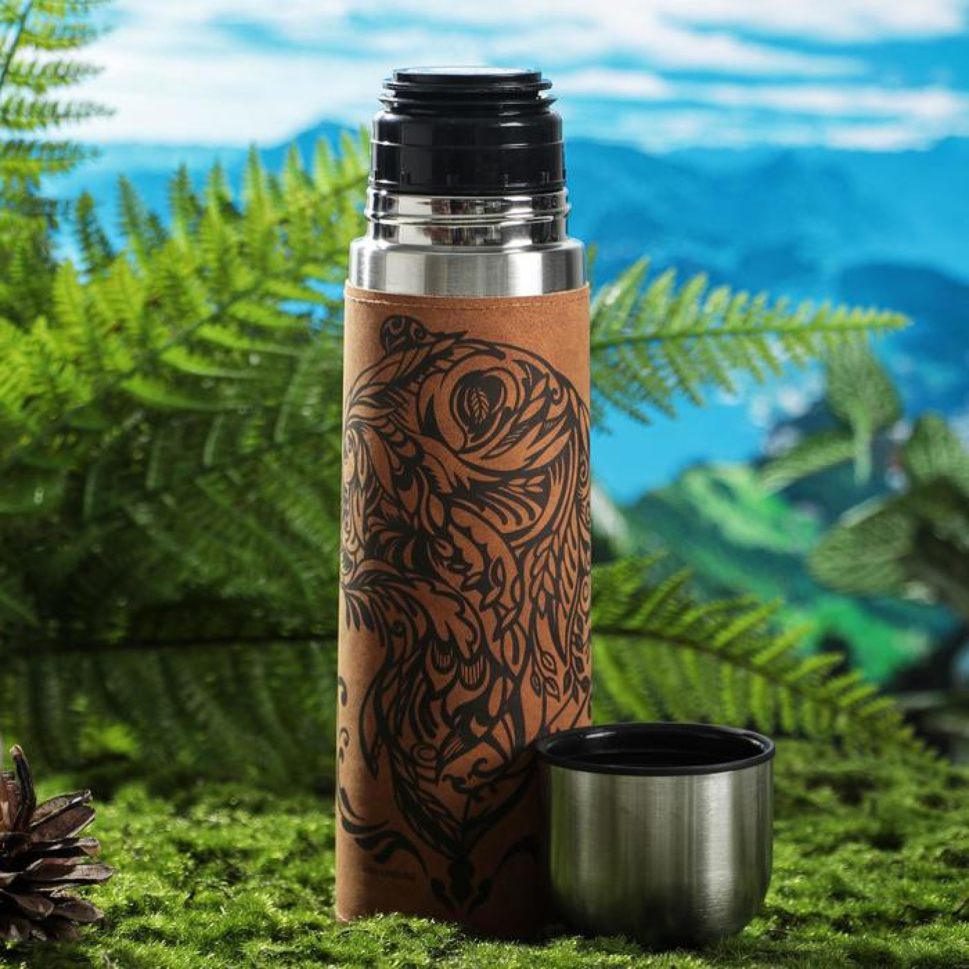 Туристический набор посуды Охота - занятие храбрых термос и 2 кружки