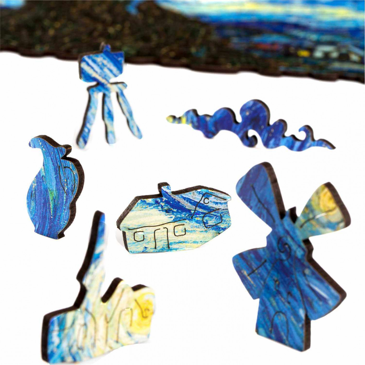 Деревянный пазл Звездная ночь Ван Гог (XL) 38 х 30 см.