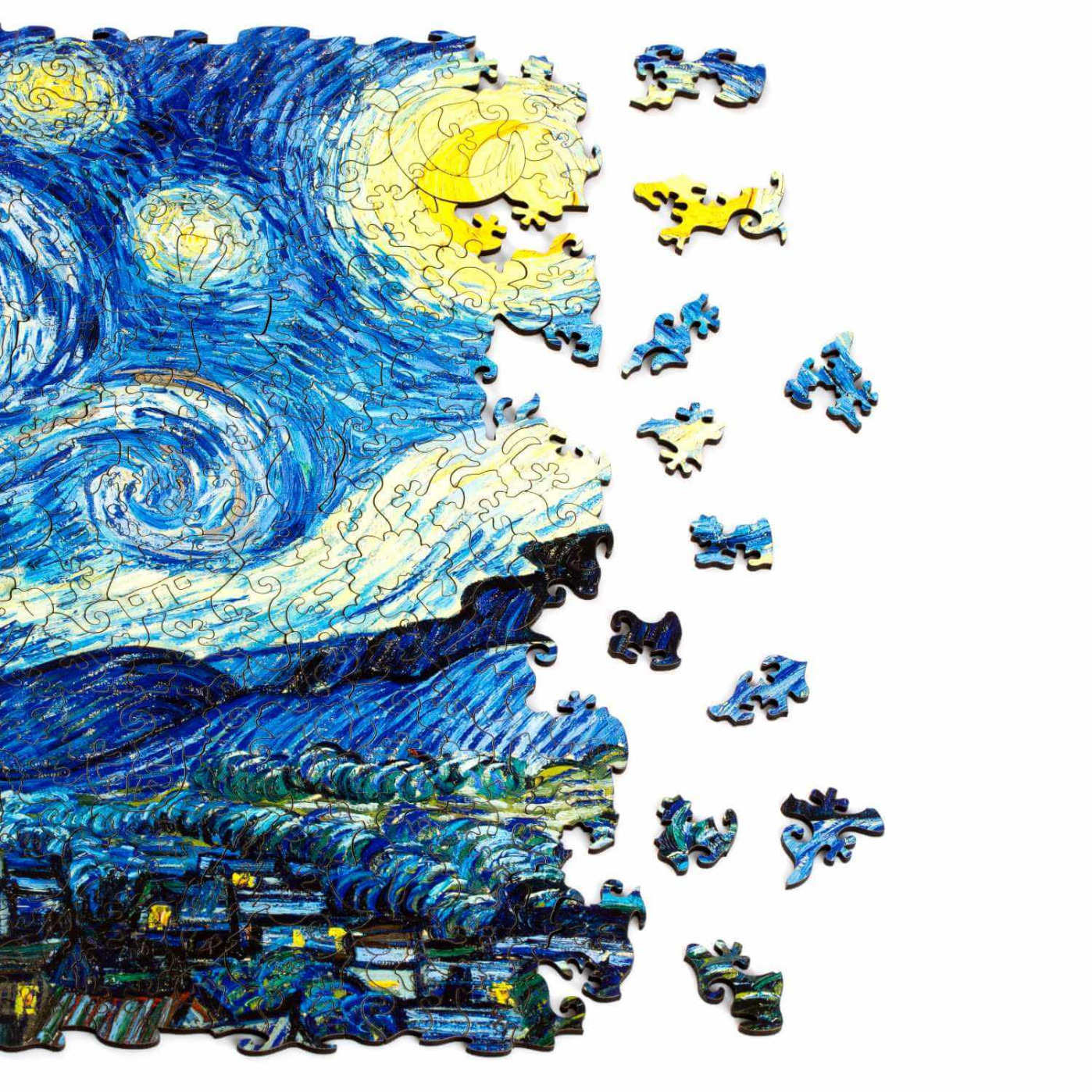 Деревянный пазл Звездная ночь Ван Гог (XL) 38 х 30 см.