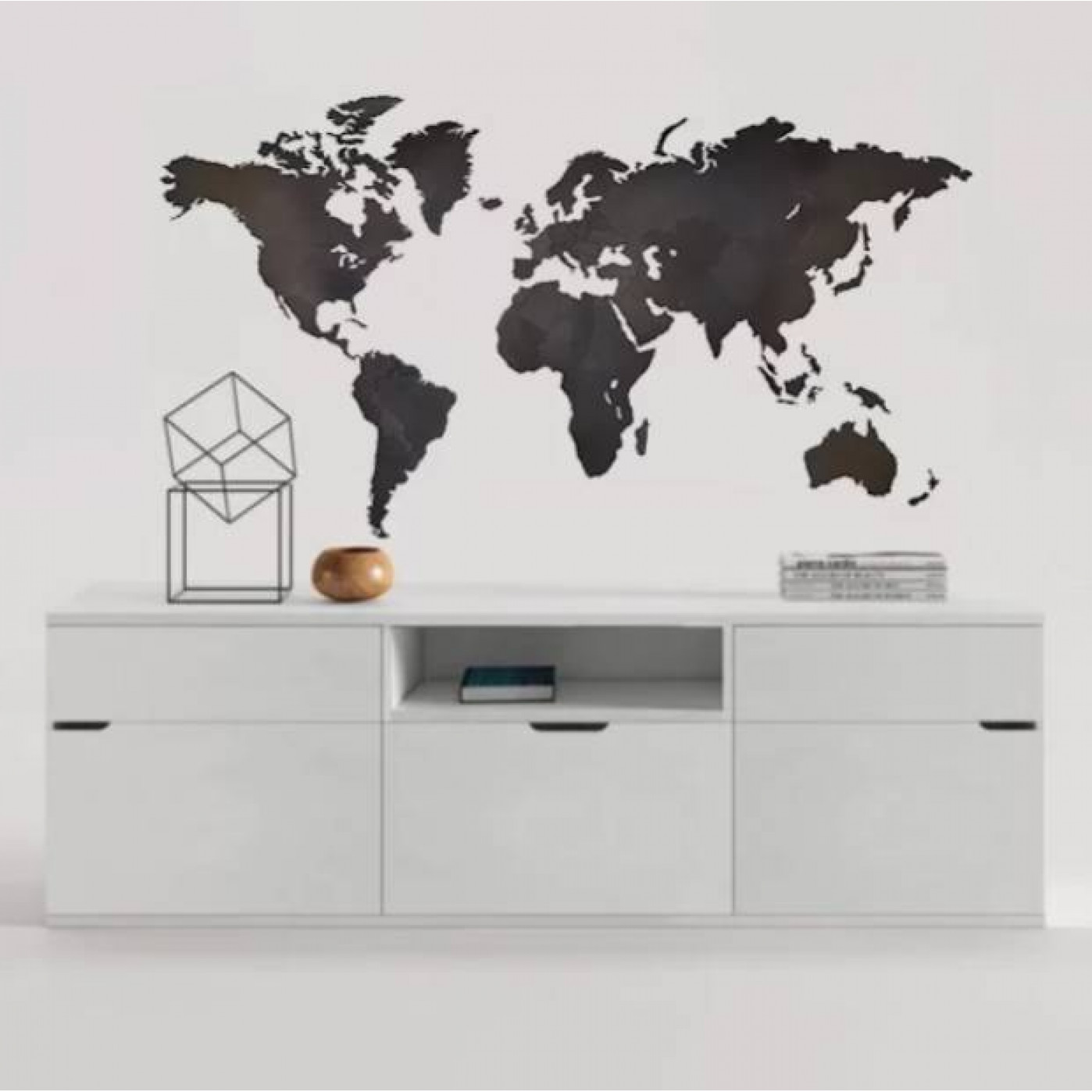 Деревянная карта мира 60 х 105 см.