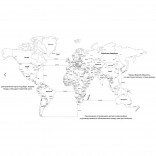 Деревянная настенная 3D карта мира 60 х 105 см.