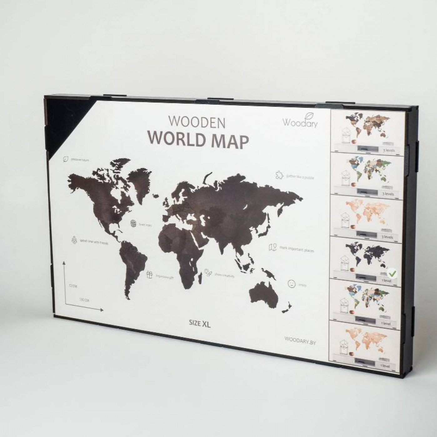 Деревянная карта мира 60 х 105 см.