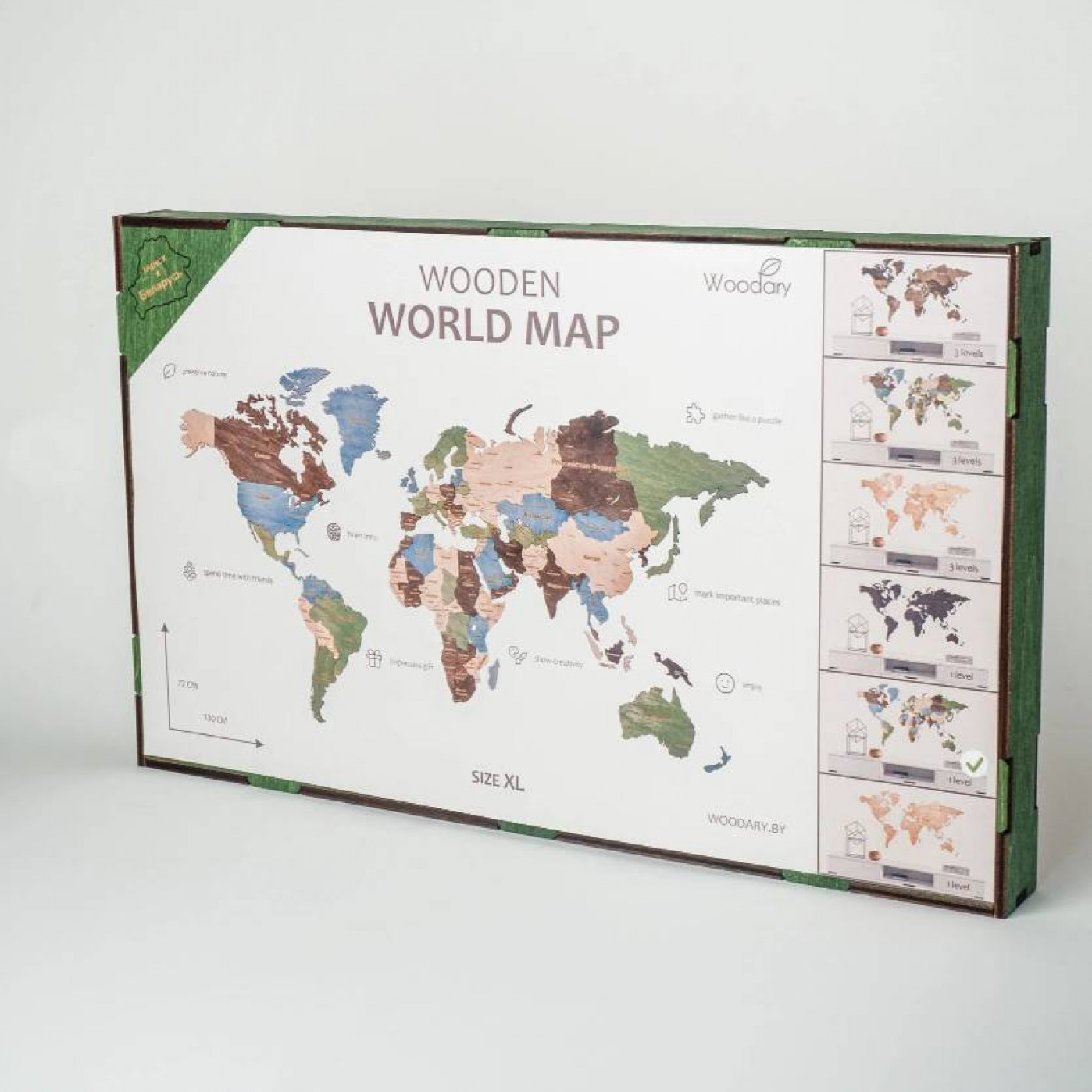 Деревянная карта мира 60 х 105 см.