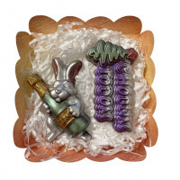 Набор крафтового шоколада Заяц с шампанским 2 в 1