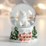 Стеклянный снежный шар Белый Мишка