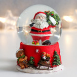Стеклянный снежный шар Дед Мороз с елочкой