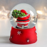 Стеклянный снежный шар Дед Мороз с елочкой