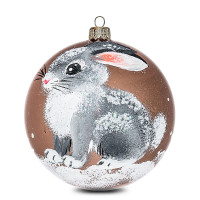 Новогодний елочный шар ручной работы Серенький 8 см.