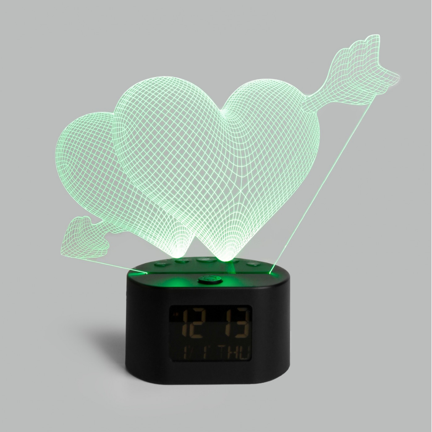 3D Ночник с будильником Сердца