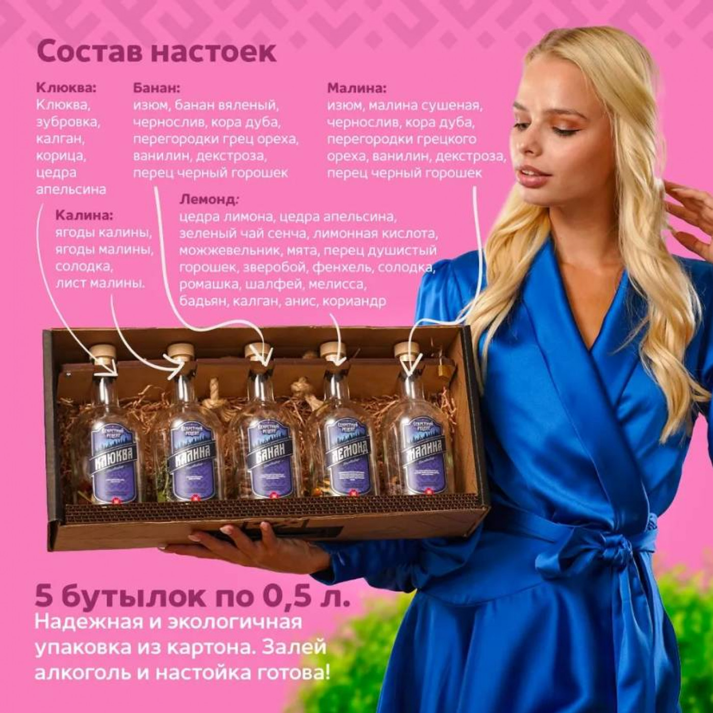 Набор для приготовления настоек Секретный рецепт (разные вкусы)