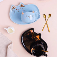 Кружка с блюдцем Котенок (разные цвета) Кружка с блюдцем Котенок (разные цвета)