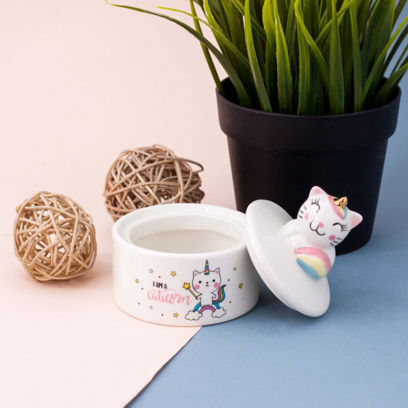 Керамическая шкатулка для украшений I Am Caticorn Керамическая шкатулка для украшений I Am Caticorn