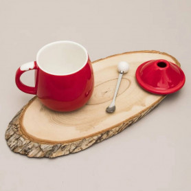 Кружка с крышкой и ложкой Новогодний Санта-2