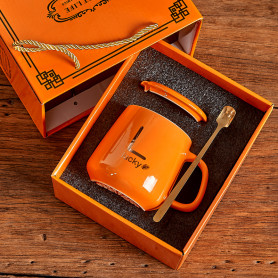 Подарочный набор Lucky кружка с подставкой для подогрева (разные цвета)-2