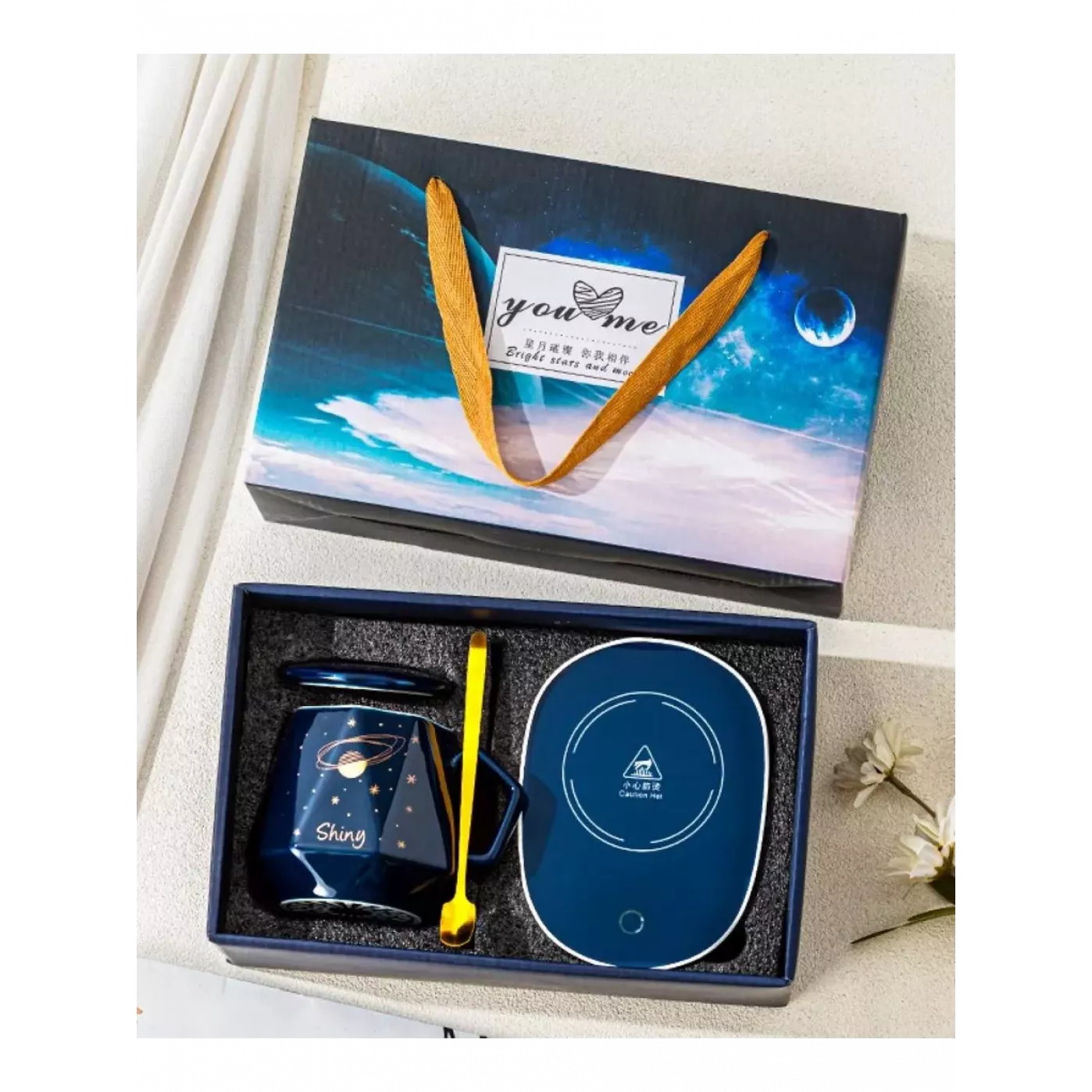 Подарочный набор кружка с подставкой для подогрева Звезды