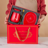 Подарочный набор Lucky кружка с подставкой для подогрева красный