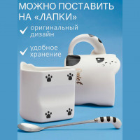 Кружка с ложкой Котик (разные цвета)-2