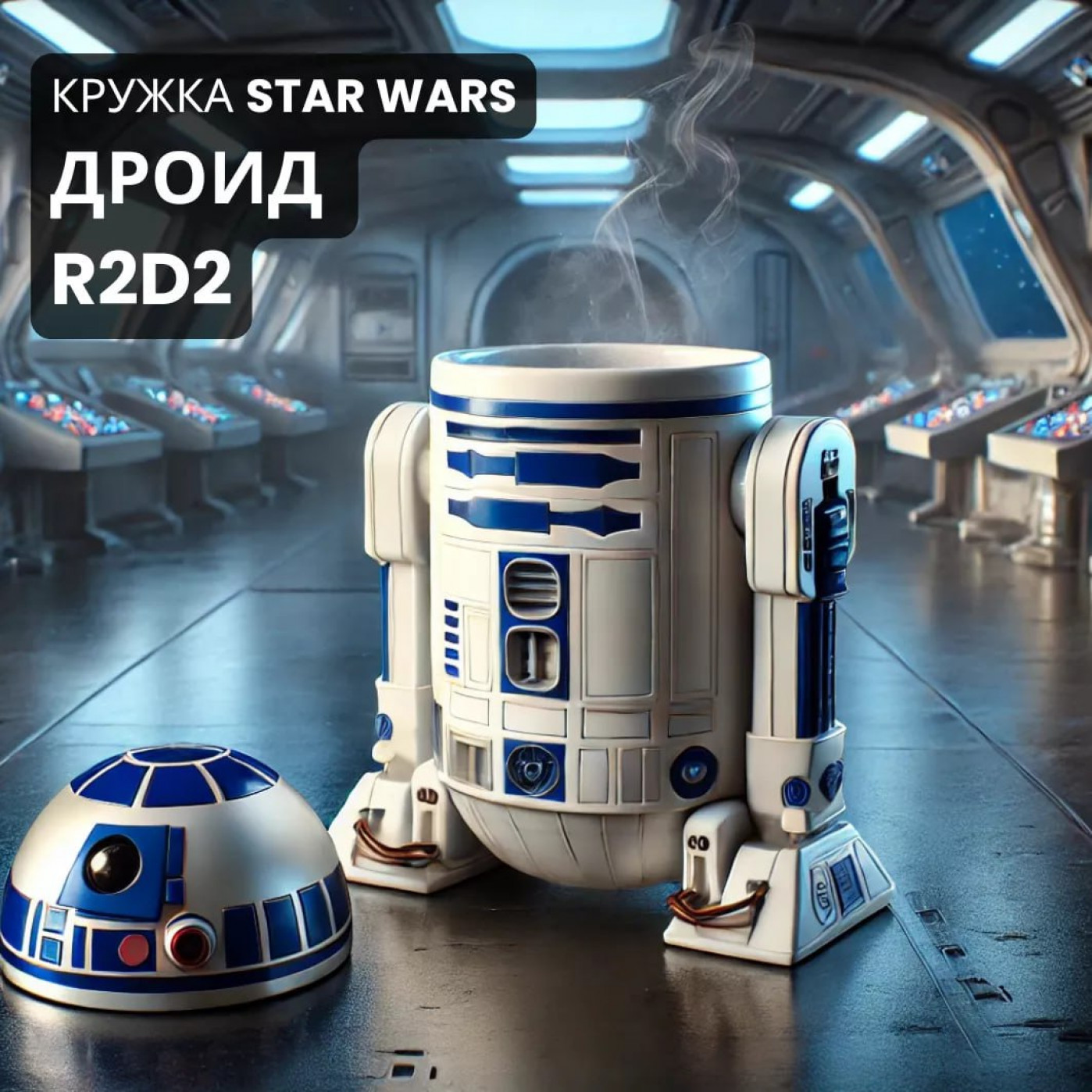 Кружка с крышкой вселенной Star Wars  в виде астро дроида R2D2