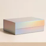 Подарочная коробка премиум уровня с магнитным замком цвета серебряный металлик