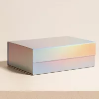 Премиум подарочная коробка на магните - серебро металлик