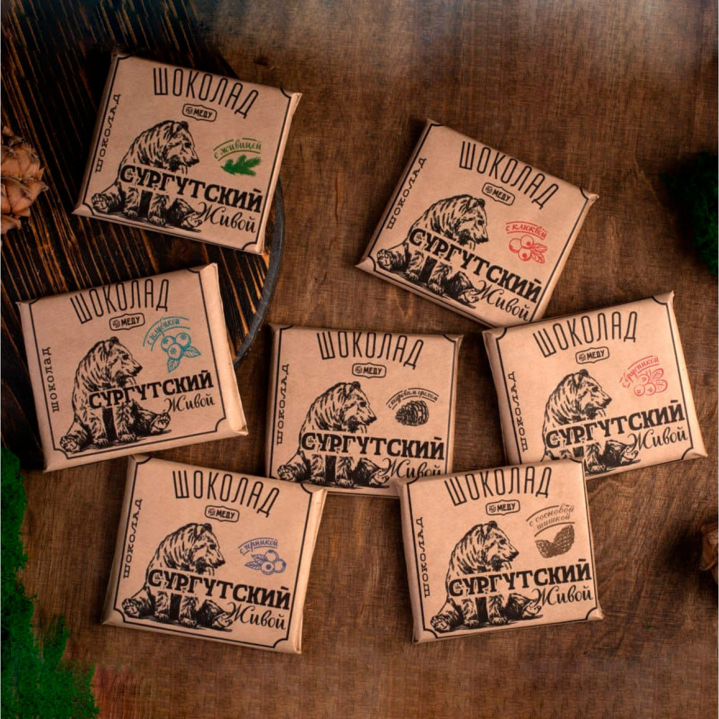 Крафтовый живой шоколад на меду с голубикой