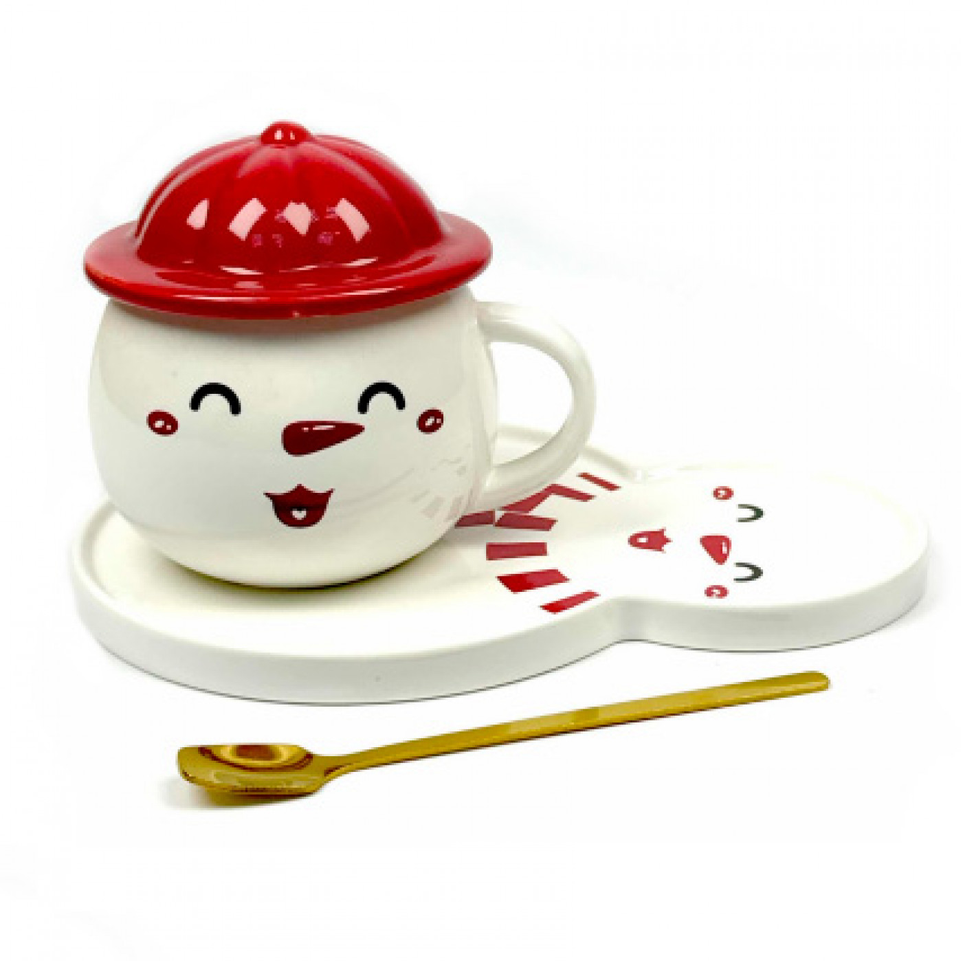 Кружка с блюдцем Снеговик (разные цвета) Кружка с блюдцем Снеговик (разные цвета)