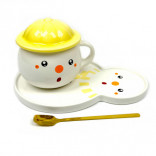 Кружка с блюдцем Снеговик желтый Кружка с блюдцем Снеговик желтый