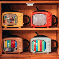 Кружка с крышкой и трубочкой Ретро Телевизор красный-2