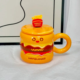 Кружка с крышкой и ложкой Гамбургер Кружка с крышкой и ложкой Гамбургер