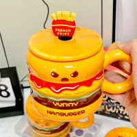 Кружка с крышкой и ложкой Бургер-2