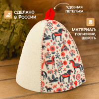 Шапка для бани и сауны Мезенские кони