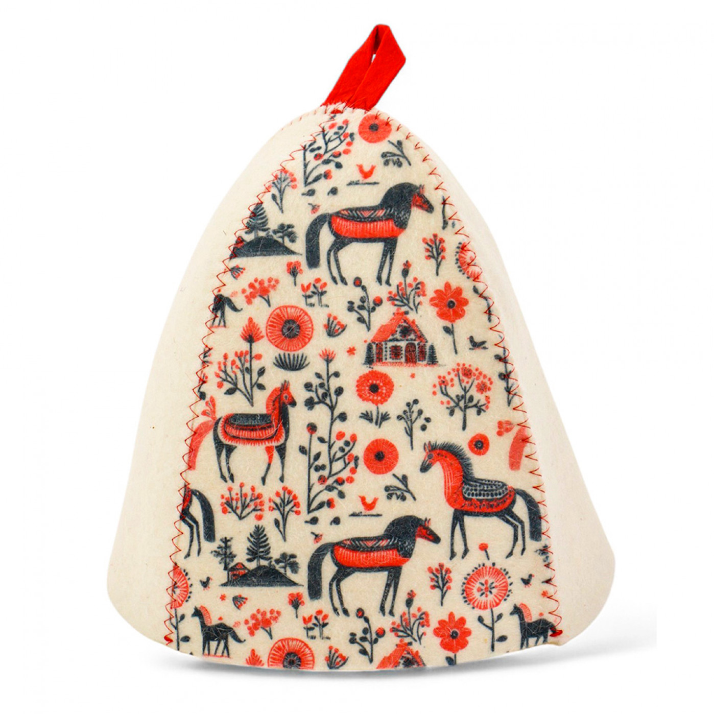 Шапка для бани и сауны Мезенские кони