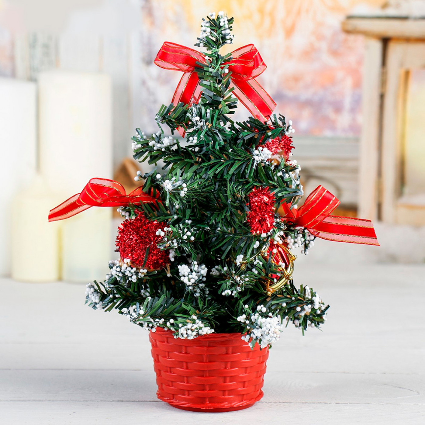 Новогодняя настольная елочка Волшебный снег (искусственная) Новогодняя настольная елочка Волшебный снег (искусственная)