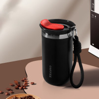 Термостакан Coffe Traveler с клапаном и темляком (черный)