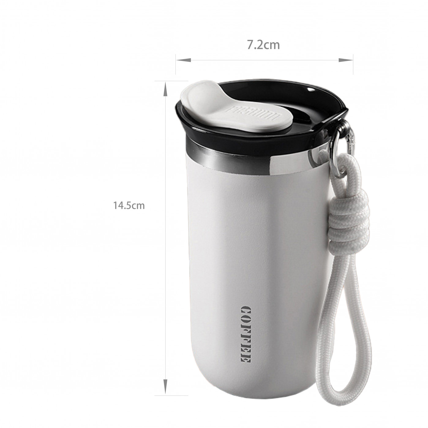 Термокружка 340 мл белого цвета - герметичная, из нержавеющей стали, для дома и поездок