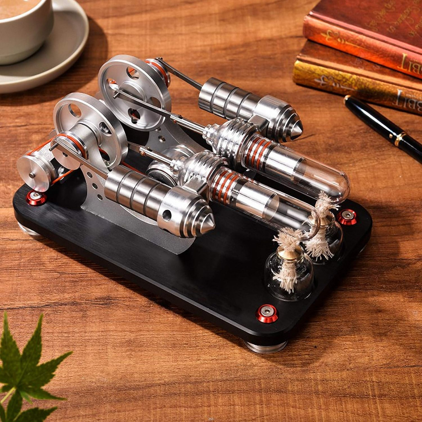 Настоящая работающая модель двигателя на принципе Стирлинга на двух валах