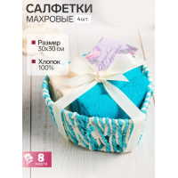 Подарочный набор махровых салфеток Сердечко голубой