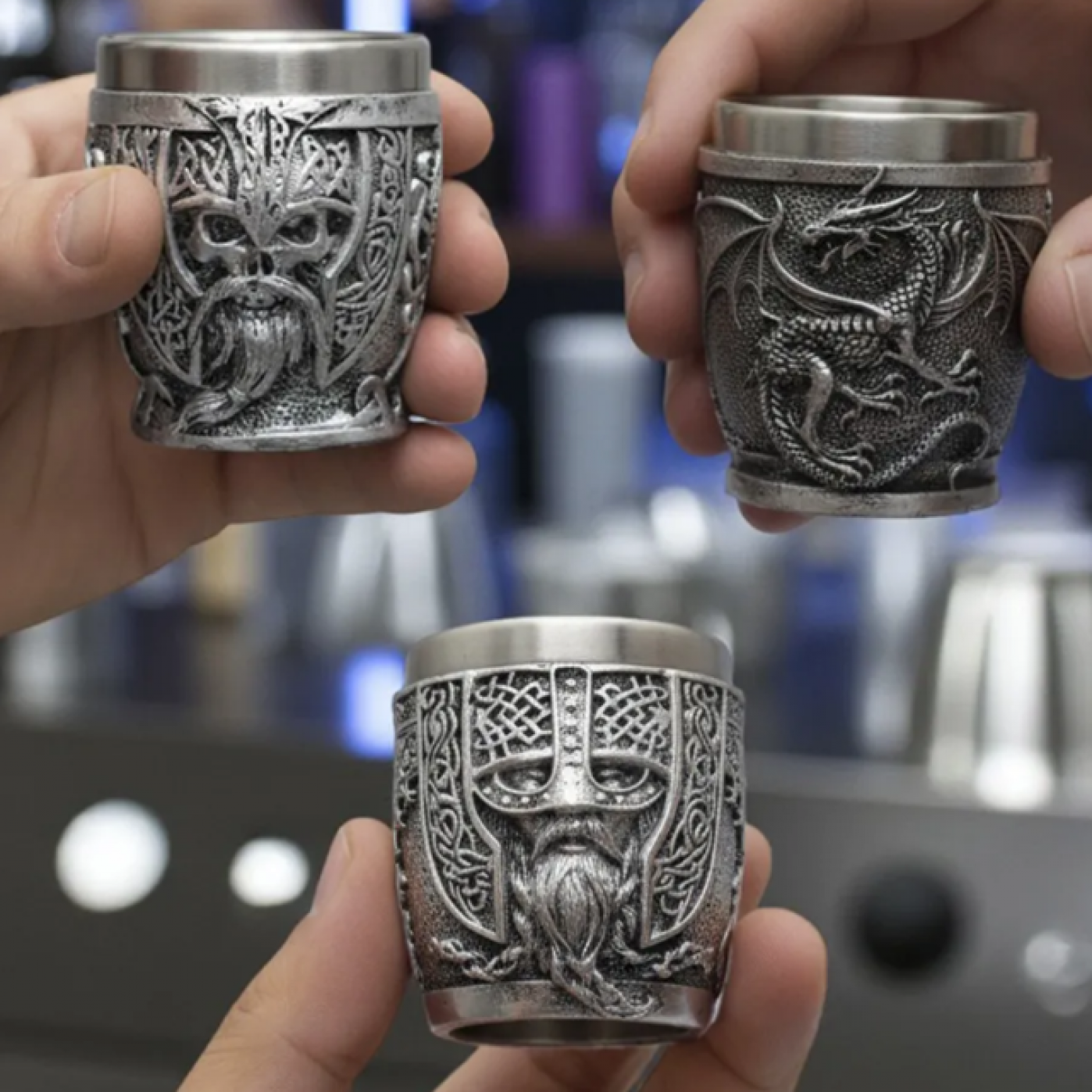 Подарочный набор Викинг (3 стопки на подставке драккаре)