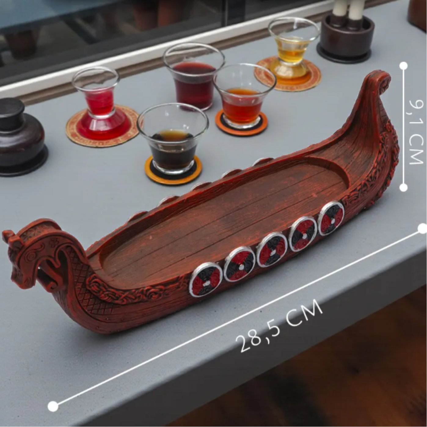 Подарочный набор Викинг (3 стопки на подставке драккаре)