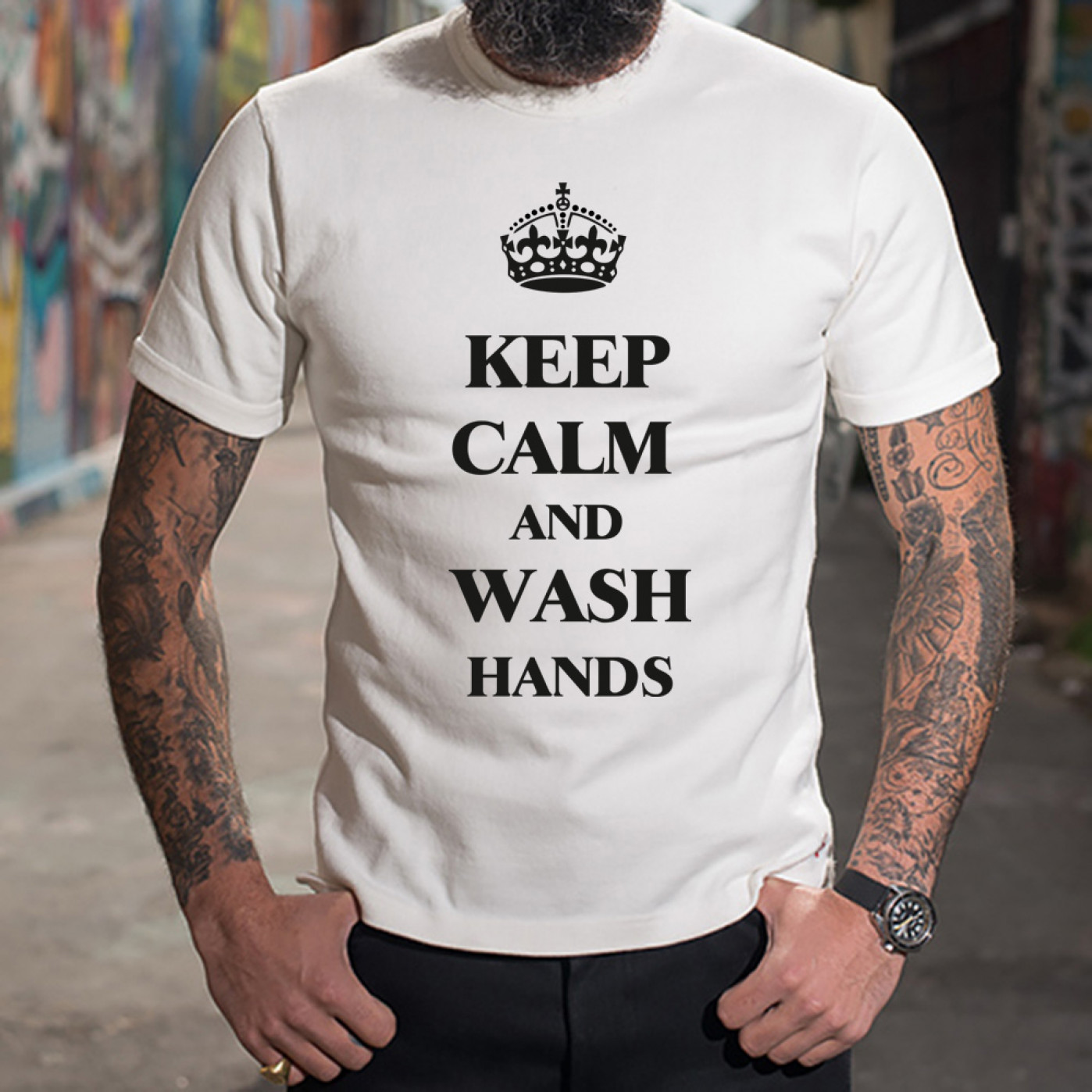 Футболка Keep Calm and Wash Hands - Белая Футболка Keep Calm and Wash Hands - Белая