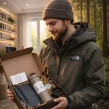 Подарочный набор с термосом, блокнотом, компасом и чаем 