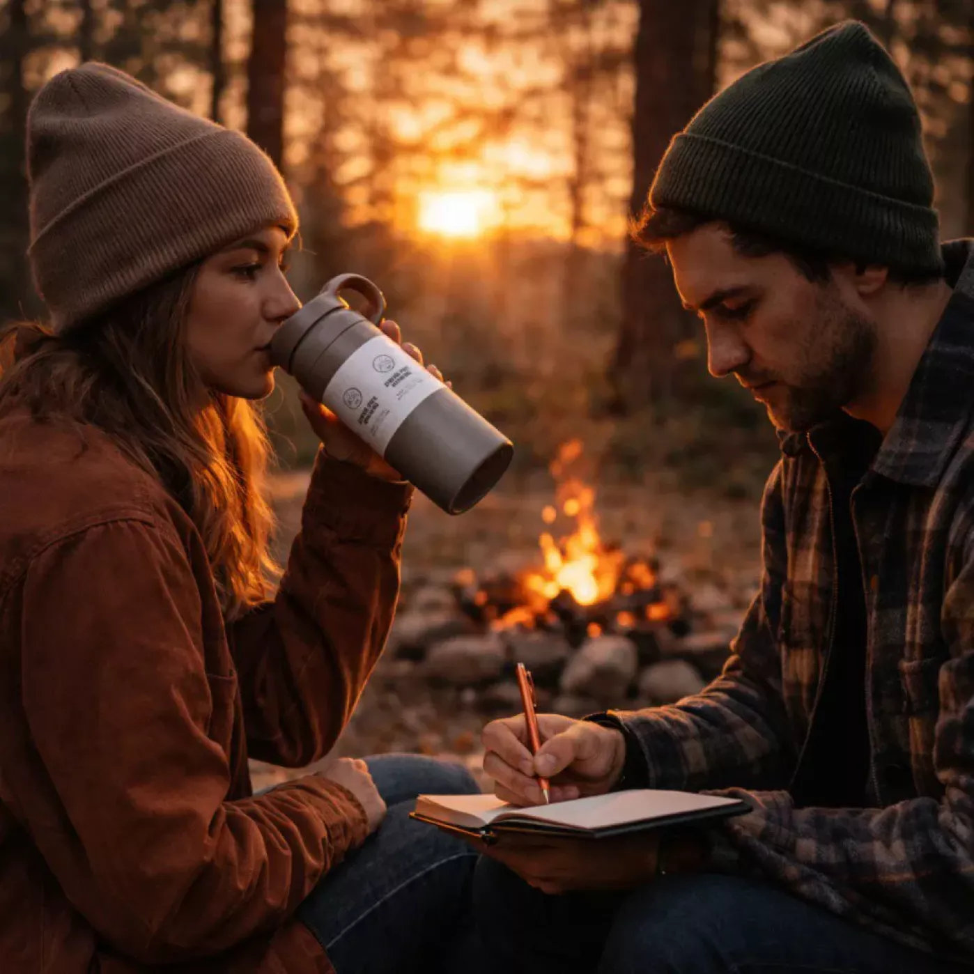 Подарочный набор с термосом, блокнотом, компасом и чаем 